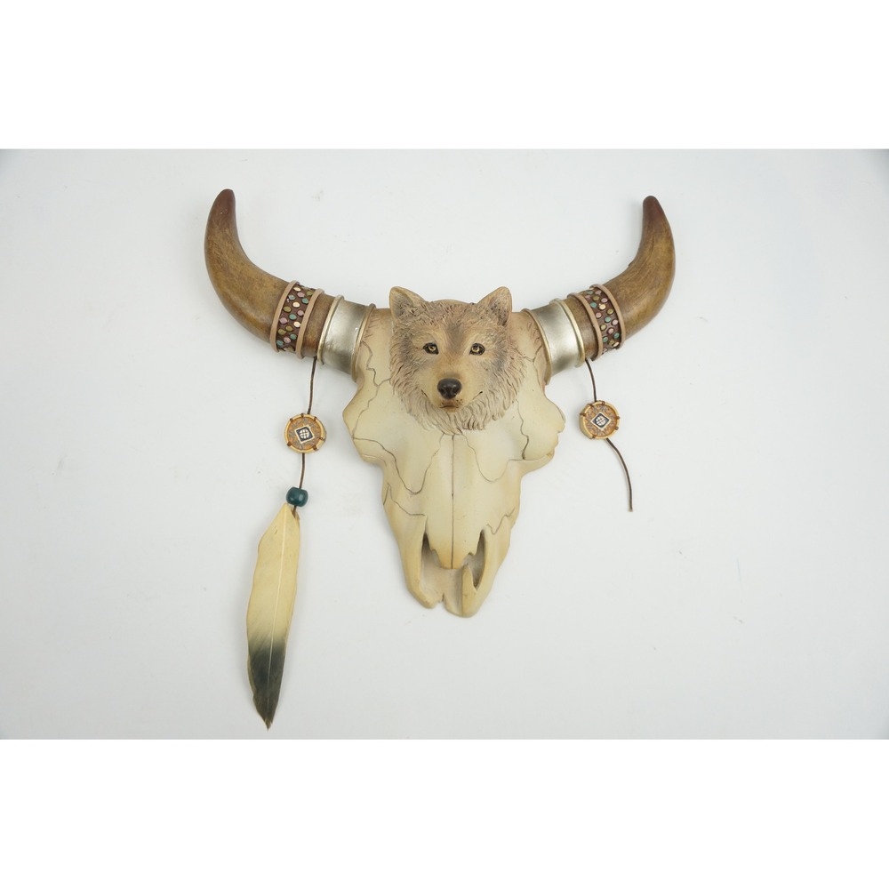 Bradford Exchange Mystic Monarch Wolf Steer Skull Wall Decor Vivi Crandall EUC